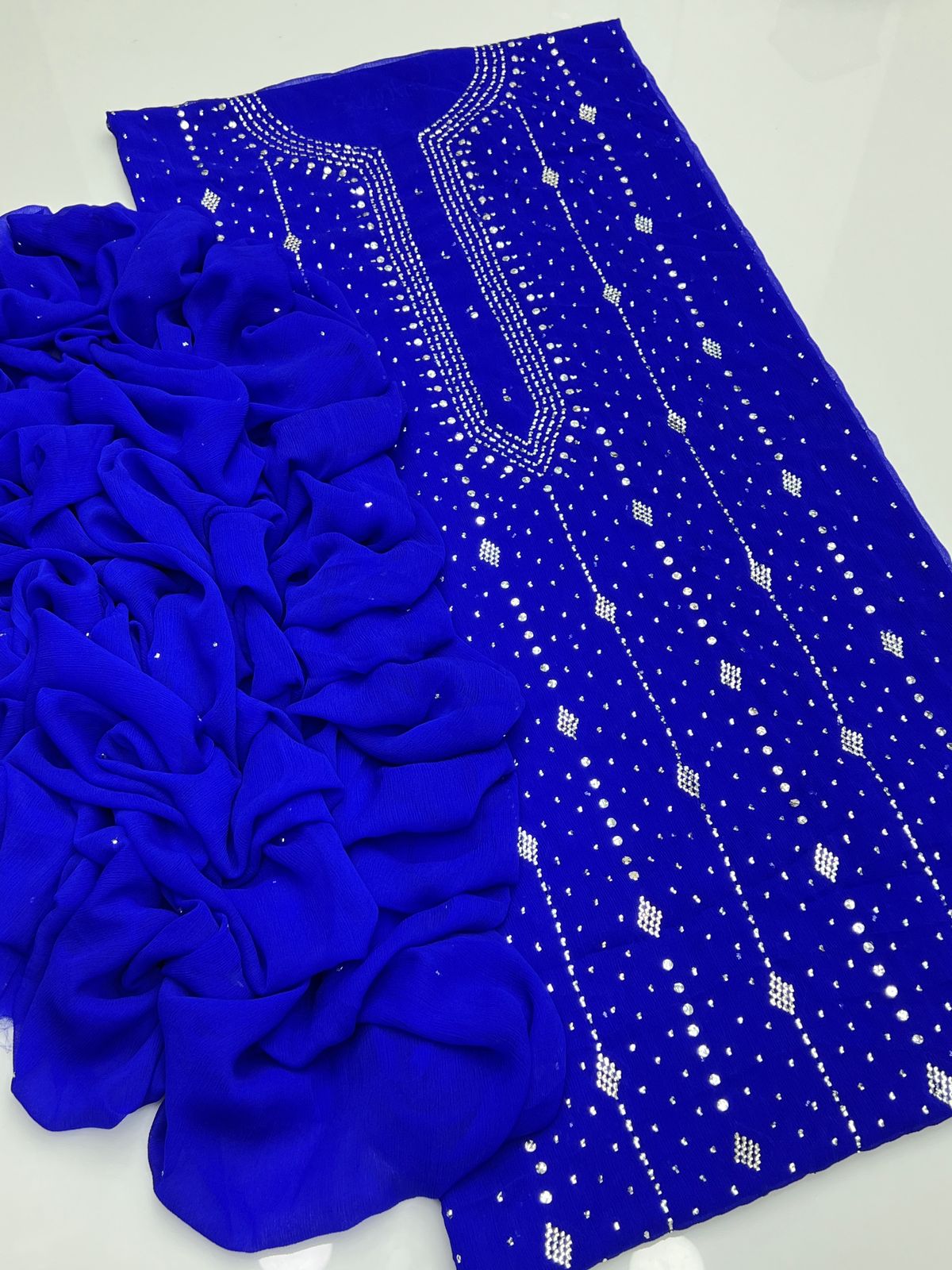 2 PCS Soft Chiffon Dress-Handmade Mukesh Collection