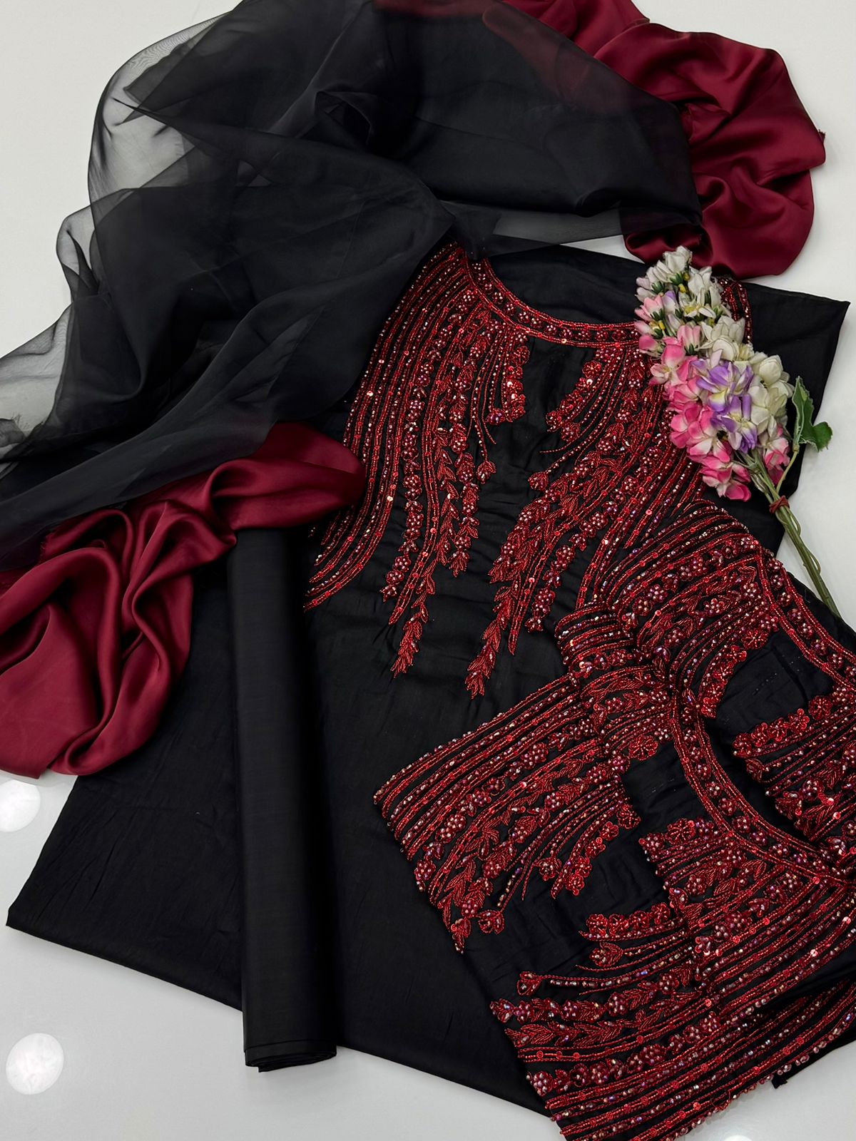 3-pcs Handmade Beats +ZARI work