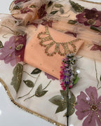 3-Piece Handwork Stone & Beads Organza Set with Zari Beads Dupatta