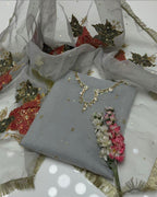 3-Piece Handwork Adda & Zari Sequence Organza Set with Heavy Fancy Dupatta