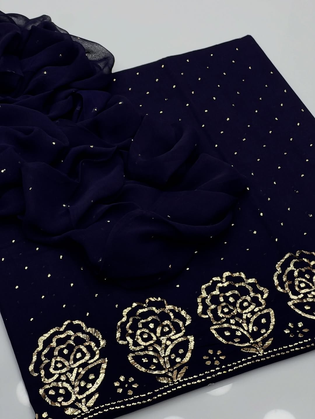 3PC Indian Mukesh Work Suit – Pure Lawn with Chiffon Dupatta