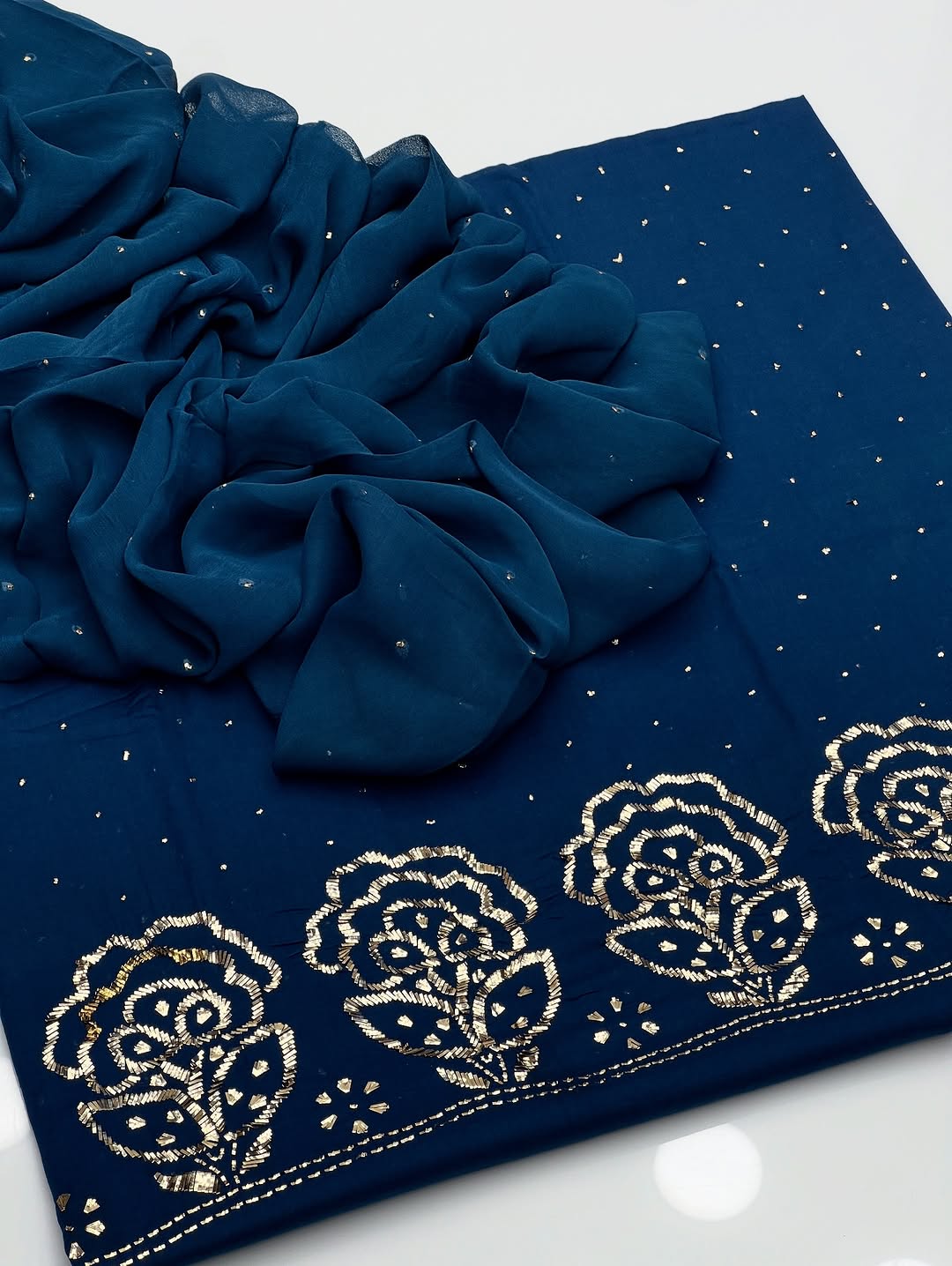 3PC Indian Mukesh Work Suit – Pure Lawn with Chiffon Dupatta