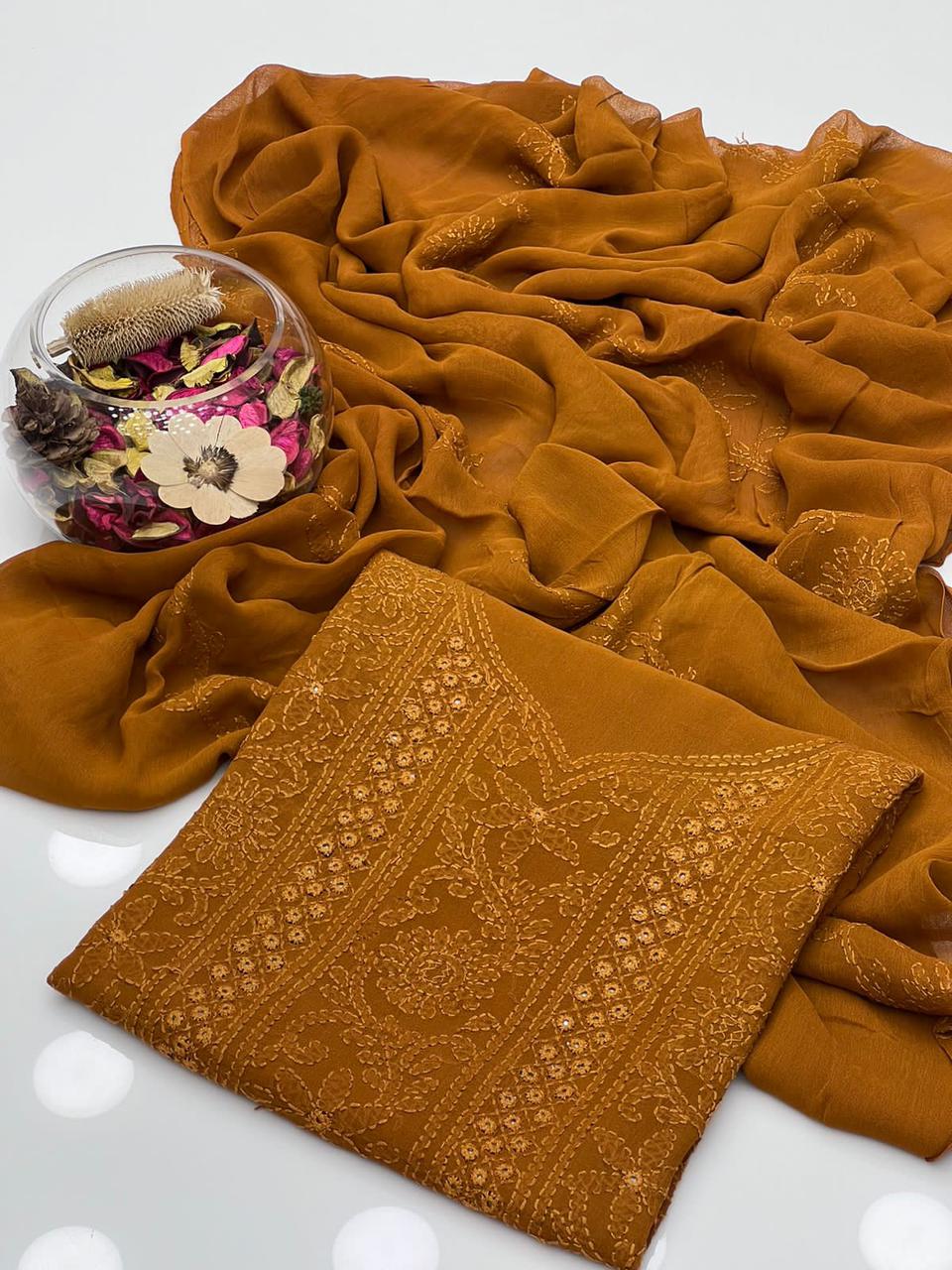 2PC Chiffon Dress – Shadow Sheesha & Chikankari Work