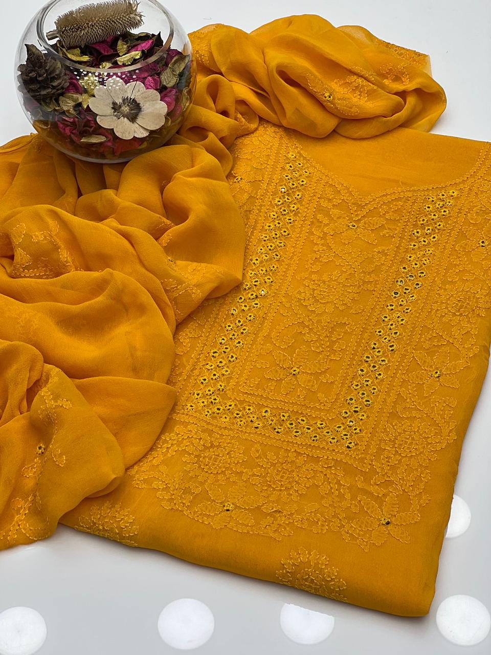 2PC Chiffon Dress – Shadow Sheesha & Chikankari Work
