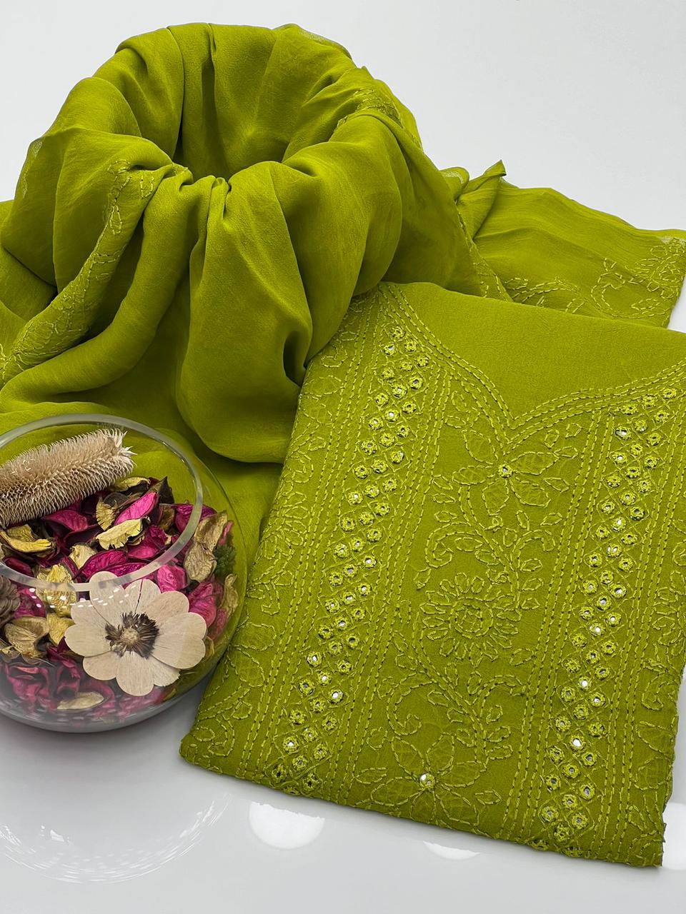 2PC Chiffon Dress – Shadow Sheesha & Chikankari Work