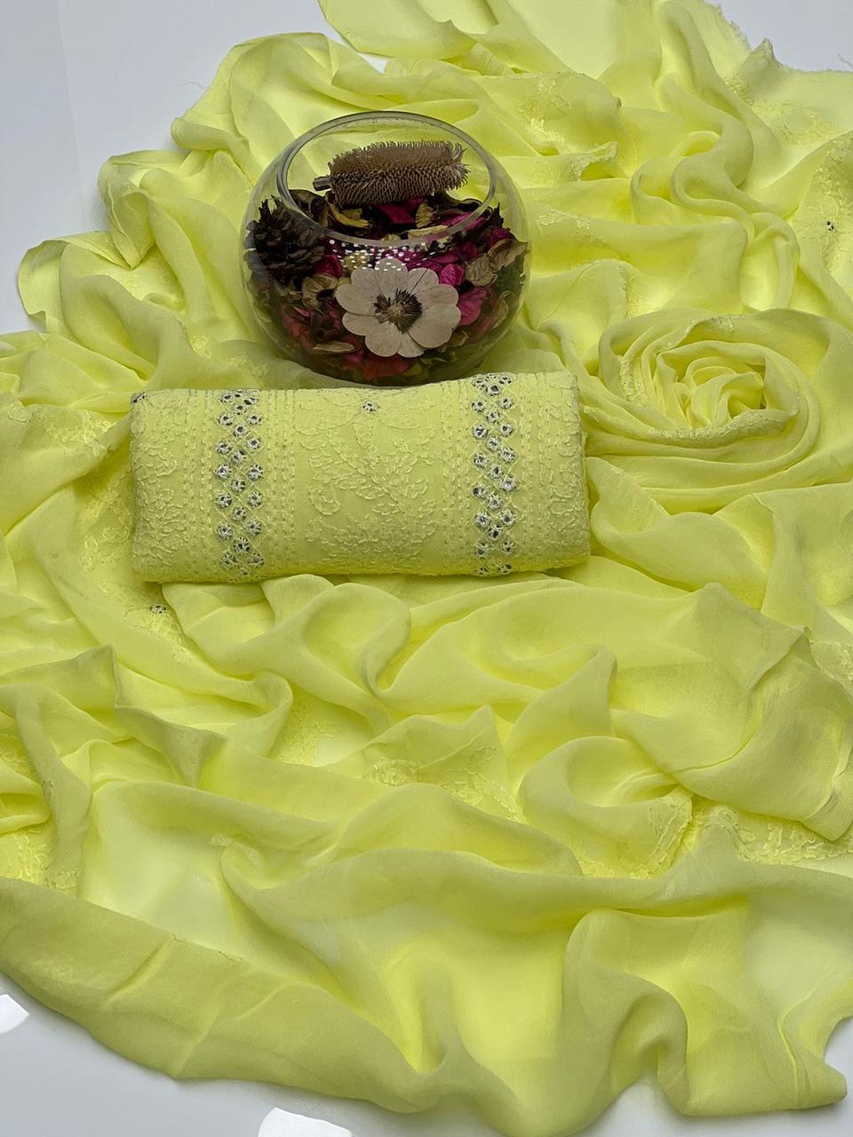 2PC Chiffon Dress – Shadow Sheesha & Chikankari Work