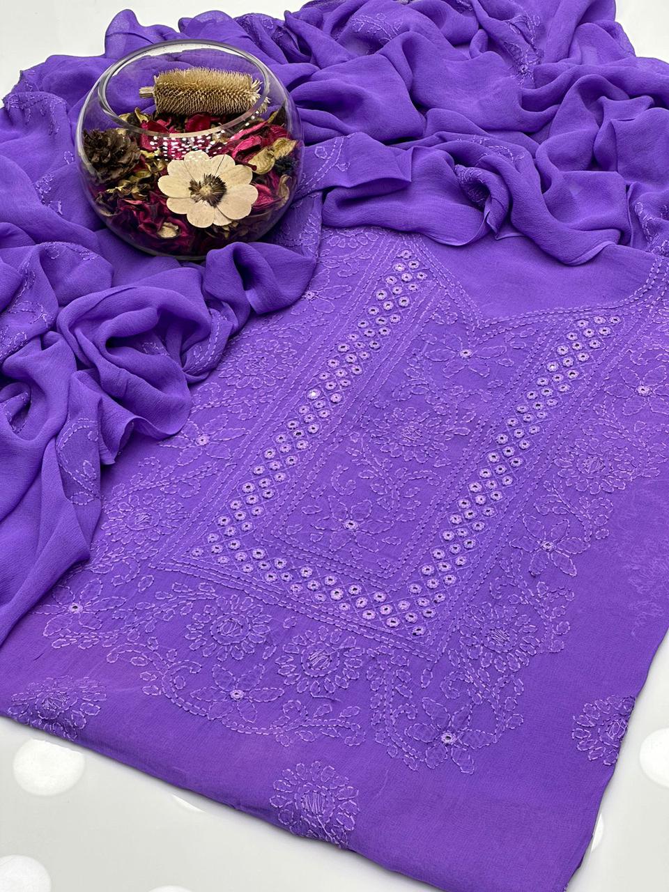 2PC Chiffon Dress – Shadow Sheesha & Chikankari Work