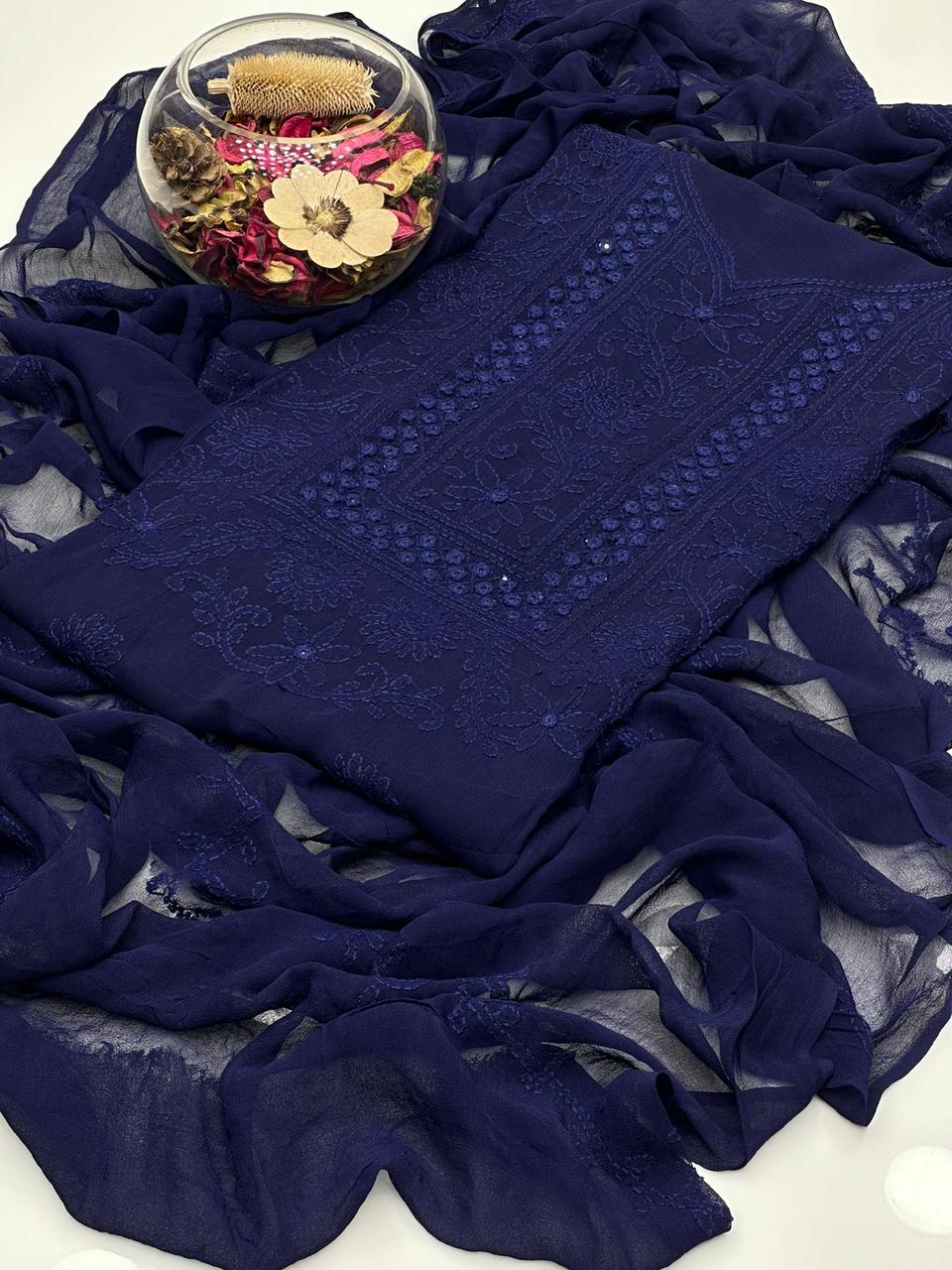 2PC Chiffon Dress – Shadow Sheesha & Chikankari Work