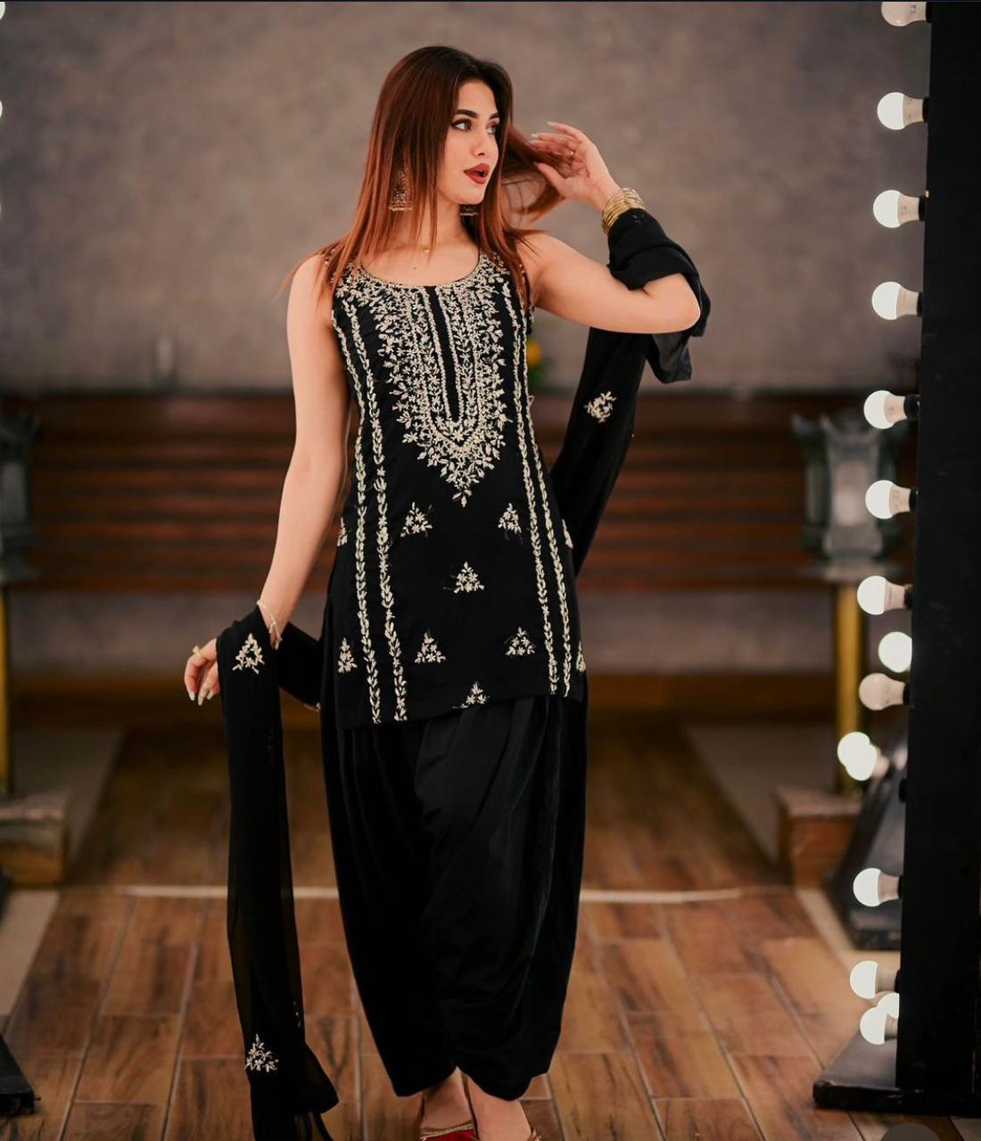2PC Soft Chiffon Dress – Handmade LCD Gota Work