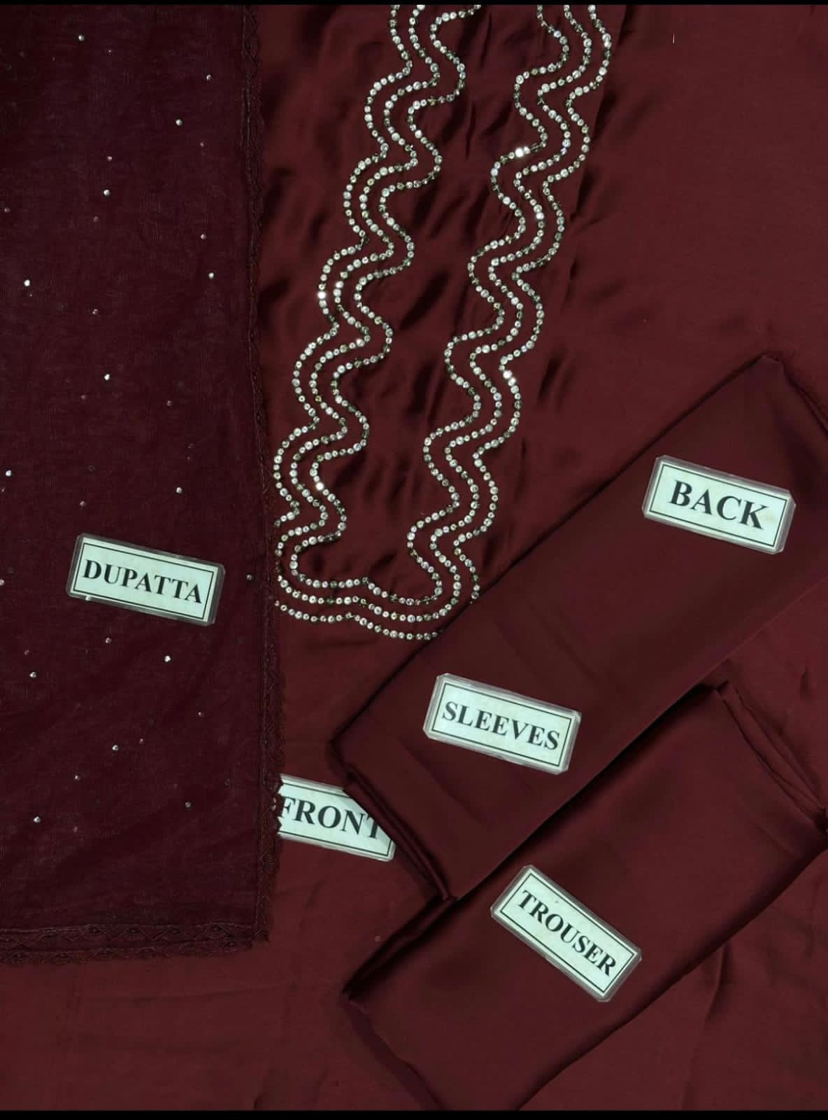 Hania Amir Inspired Shamoz Silk Dress 🌹 | Handmade Gala, Kundan Work Net Dupatta & Plain Trouser