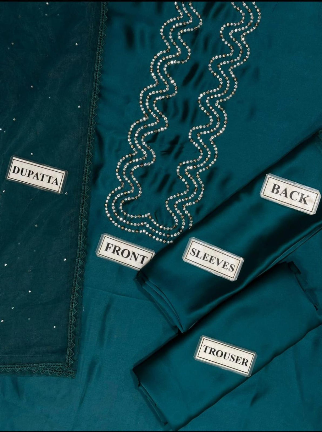 Hania Amir Inspired Shamoz Silk Dress 🌹 | Handmade Gala, Kundan Work Net Dupatta & Plain Trouser