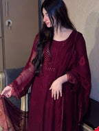 2PC Chiffon Dress – Shadow Sheesha & Chikankari Work