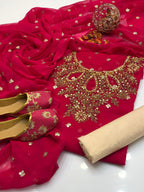 Handmade Shafon Boti Work Shirt & Dupatta with Masoori Trouser – Includes Khussa