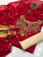 Handmade Shafon Boti Work Shirt & Dupatta with Masoori Trouser – Includes Khussa