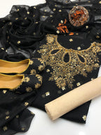 Handmade Shafon Boti Work Shirt & Dupatta with Masoori Trouser – Includes Khussa