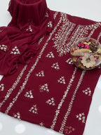 2PC Soft Chiffon Dress – Handmade LCD Gota Work