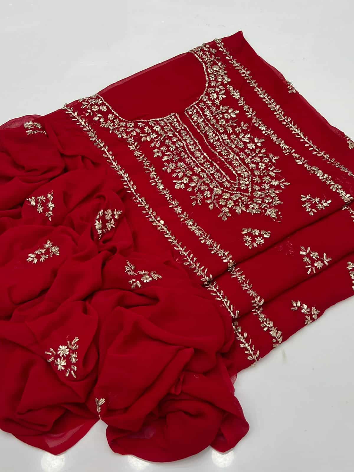 2PC Soft Chiffon Dress – Handmade LCD Gota Work