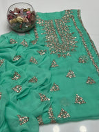 2PC Soft Chiffon Dress – Handmade LCD Gota Work