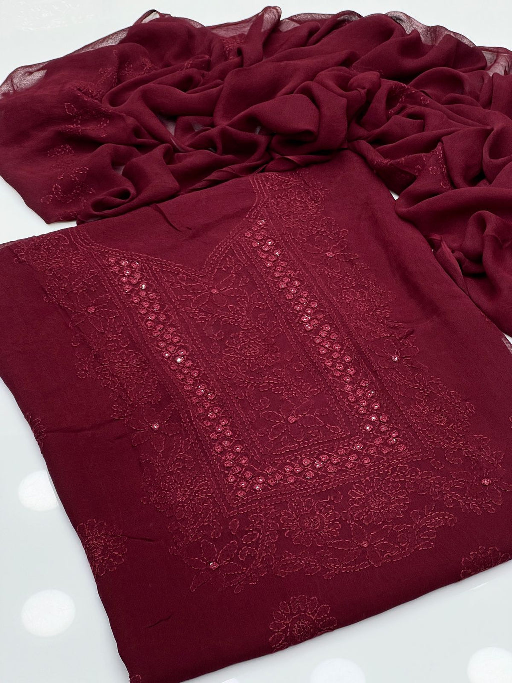 2PC Chiffon Dress – Shadow Sheesha & Chikankari Work