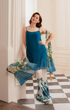 Premium 3-pcs Printed Shamoz Silk Dress