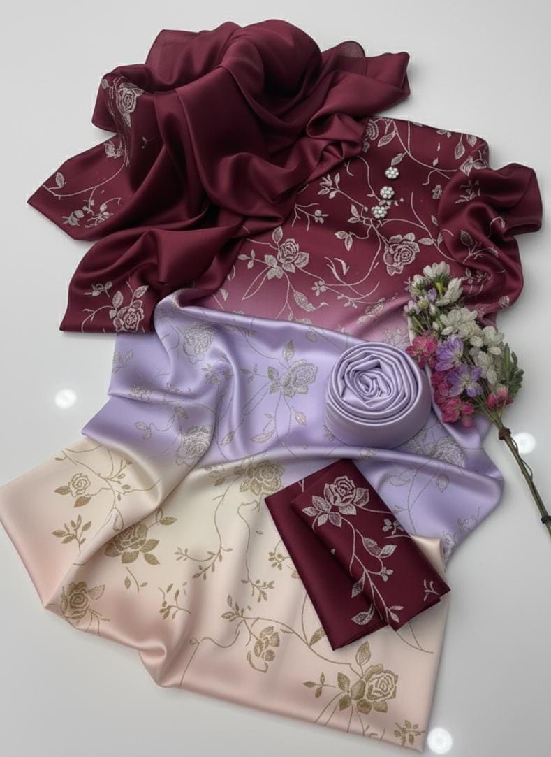 3pcs Shamoz silk Dress-Printed Collection