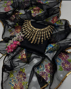 3PC Fancy Organza Dress – Handwork Beads, Stones & Zaari