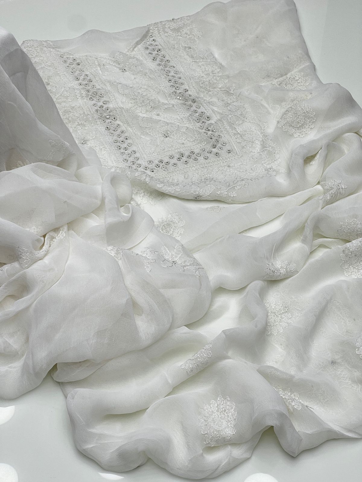 2PC Chiffon Dress – Shadow Sheesha & Chikankari Work