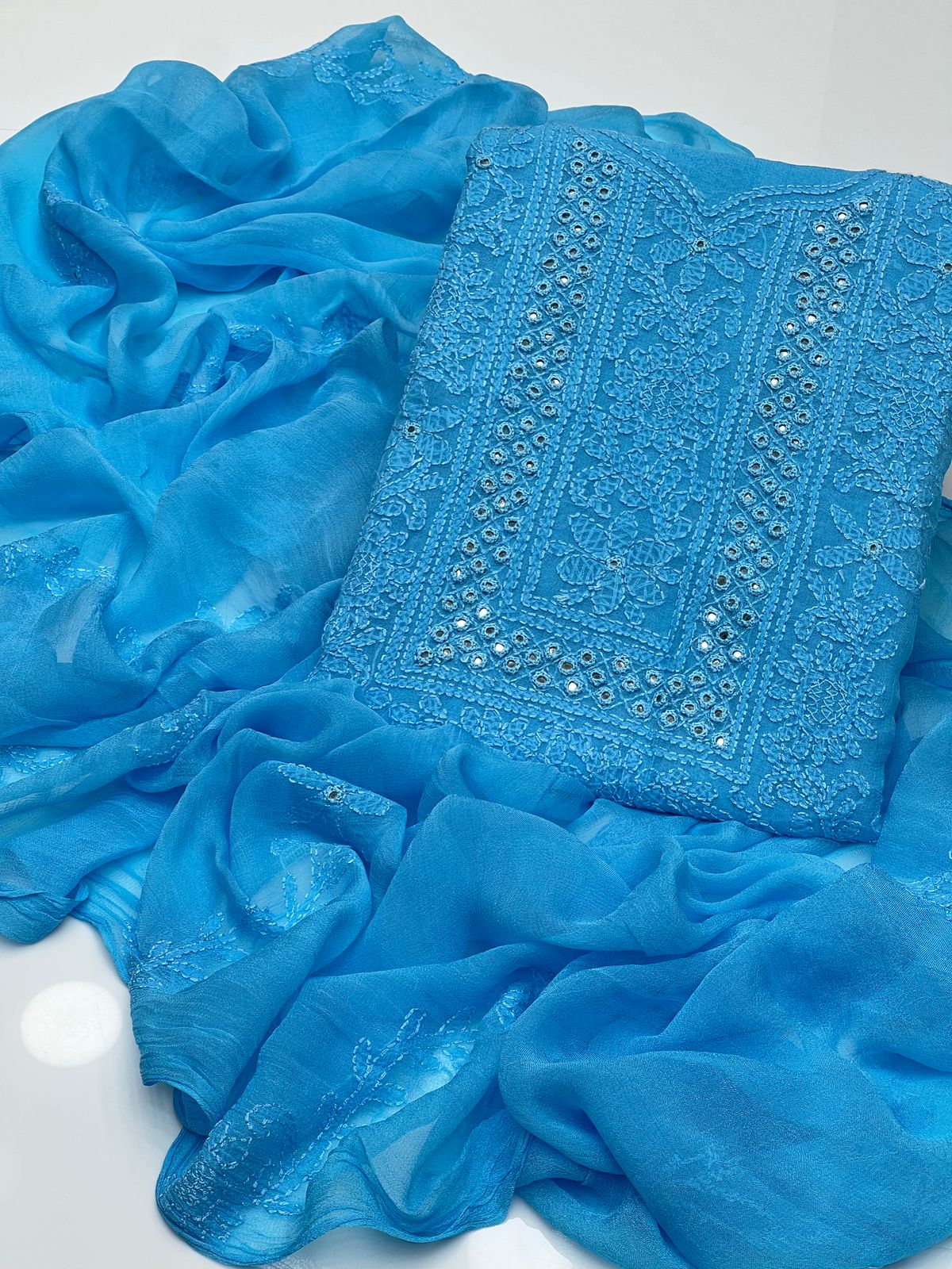 2PC Chiffon Dress – Shadow Sheesha & Chikankari Work