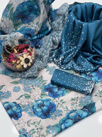 Premium 3-pcs Printed Shamoz Silk Dress