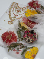 Elegant 3PC Organza Handwork Dress with Zari & Beads Detailing