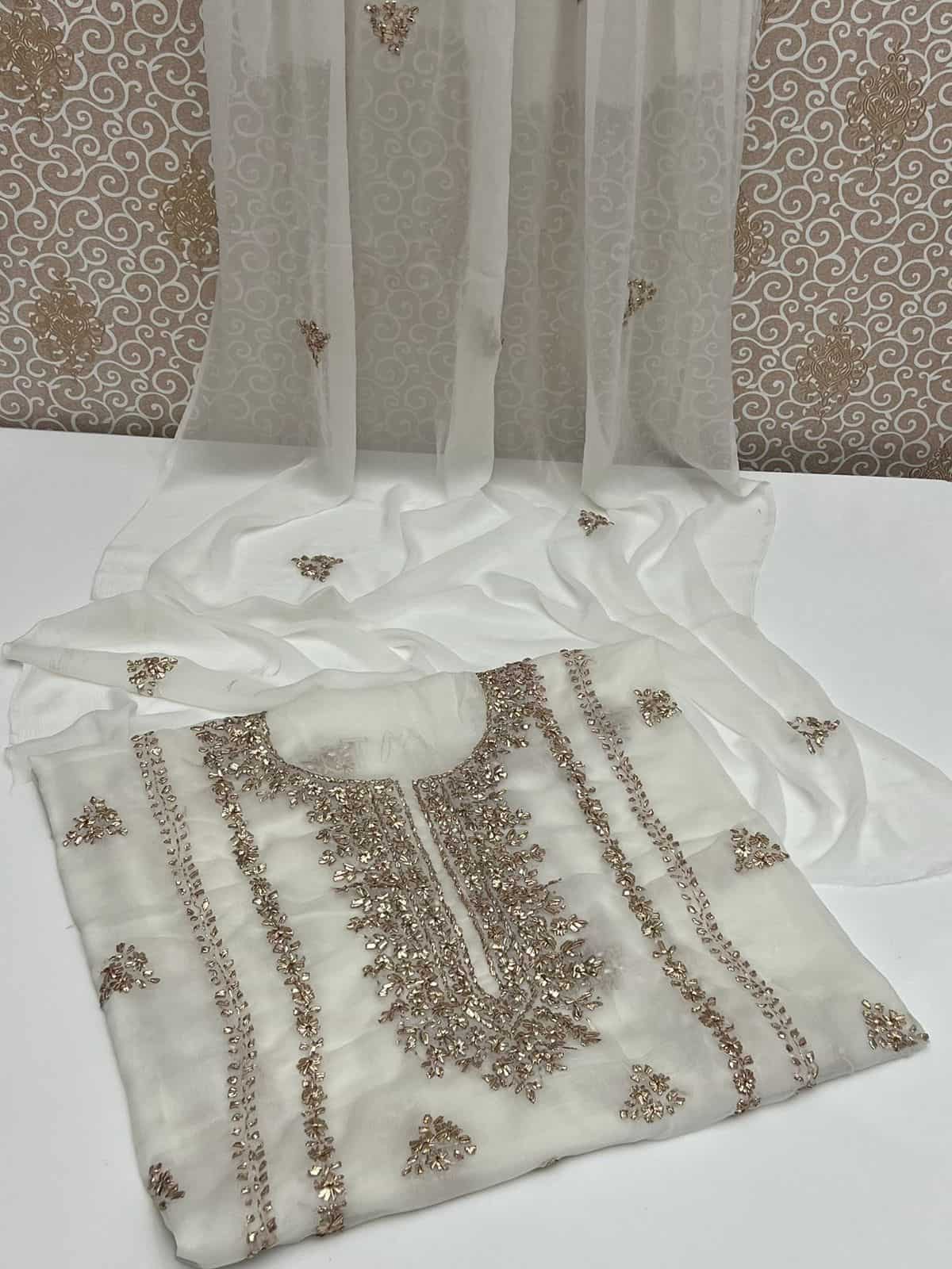 2PC Soft Chiffon Dress – Handmade LCD Gota Work