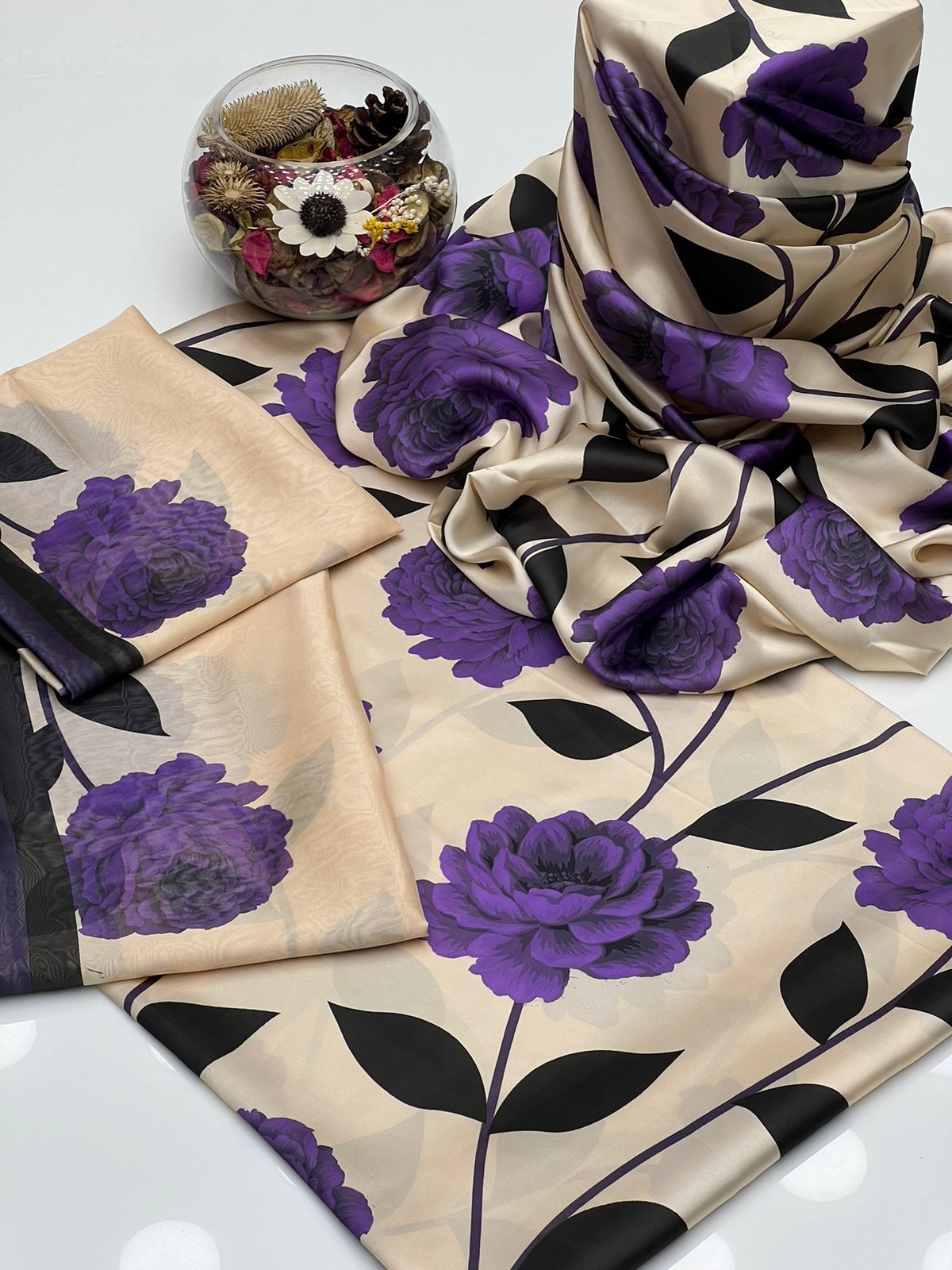 Most Demanding 3-Piece Printed Shamoz Silk Article Printed Shirt & Trouzer Along Silk Printed Dupatta