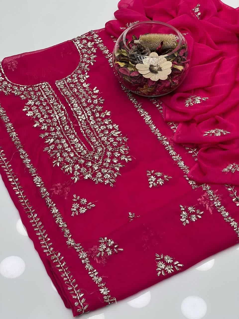 2PC Soft Chiffon Dress – Handmade LCD Gota Work