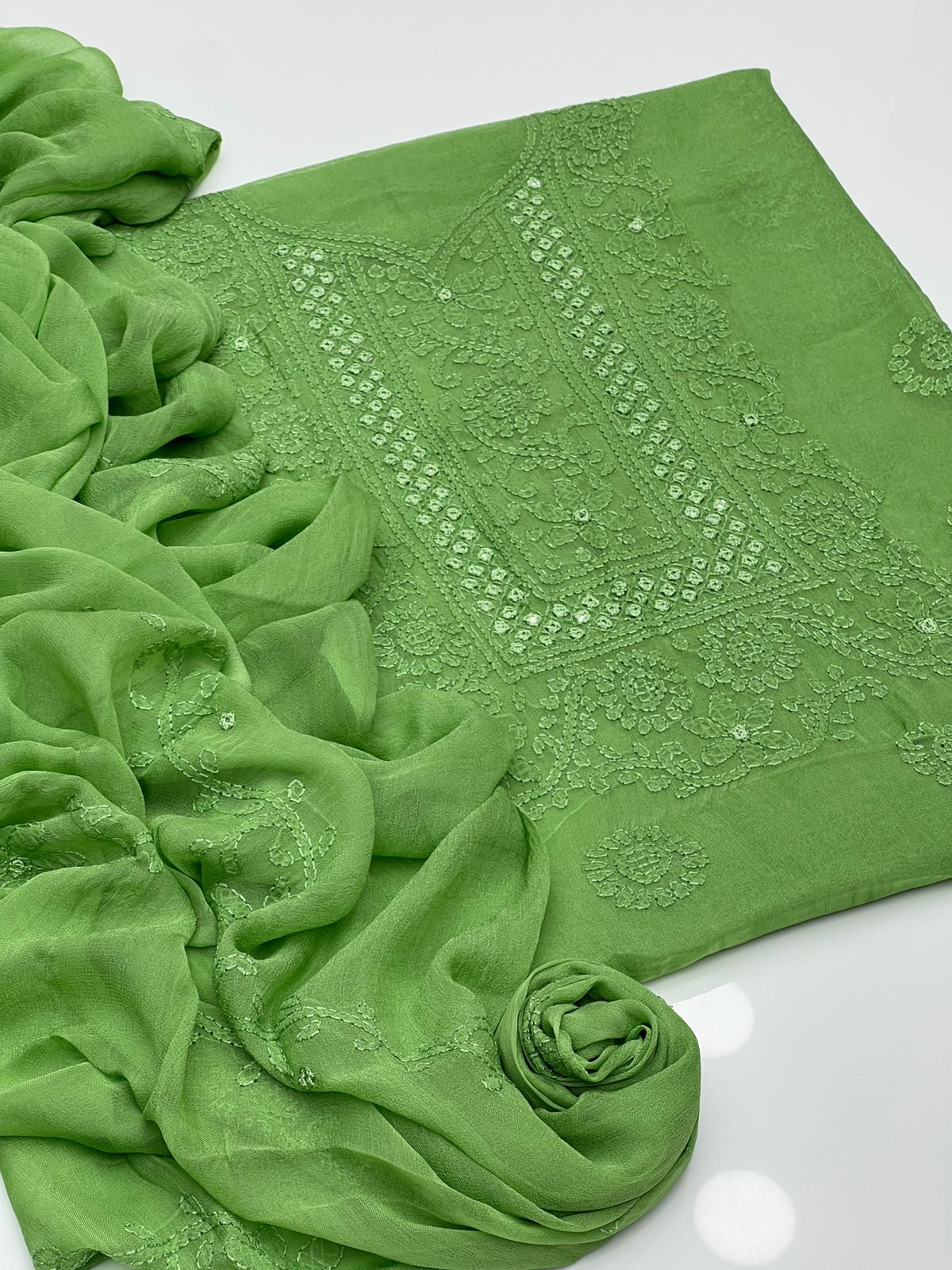 2PC Chiffon Dress – Shadow Sheesha & Chikankari Work