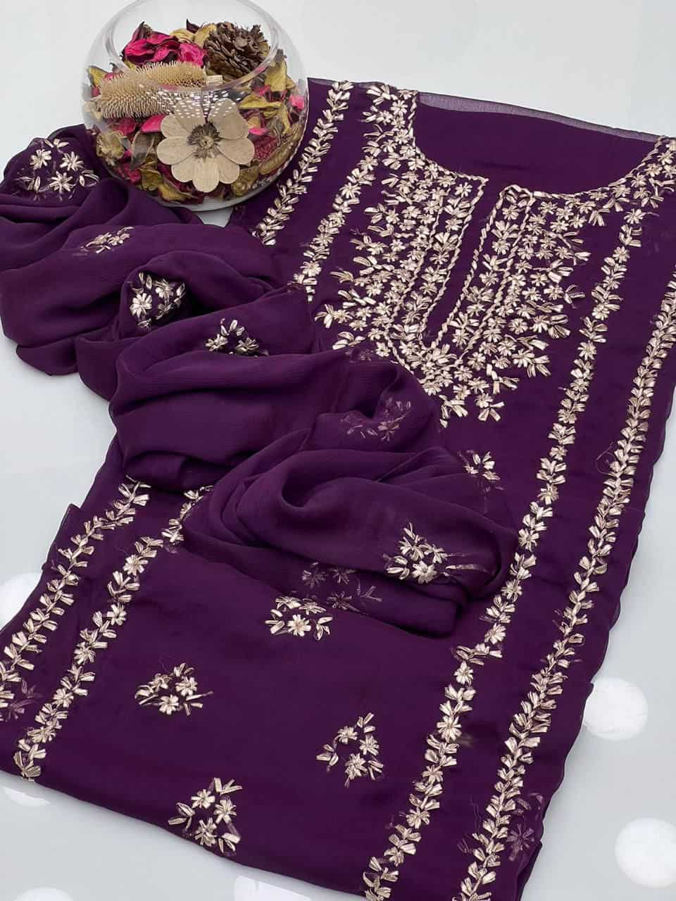 2PC Soft Chiffon Dress – Handmade LCD Gota Work