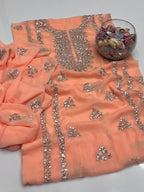 2PC Soft Chiffon Dress – Handmade LCD Gota Work