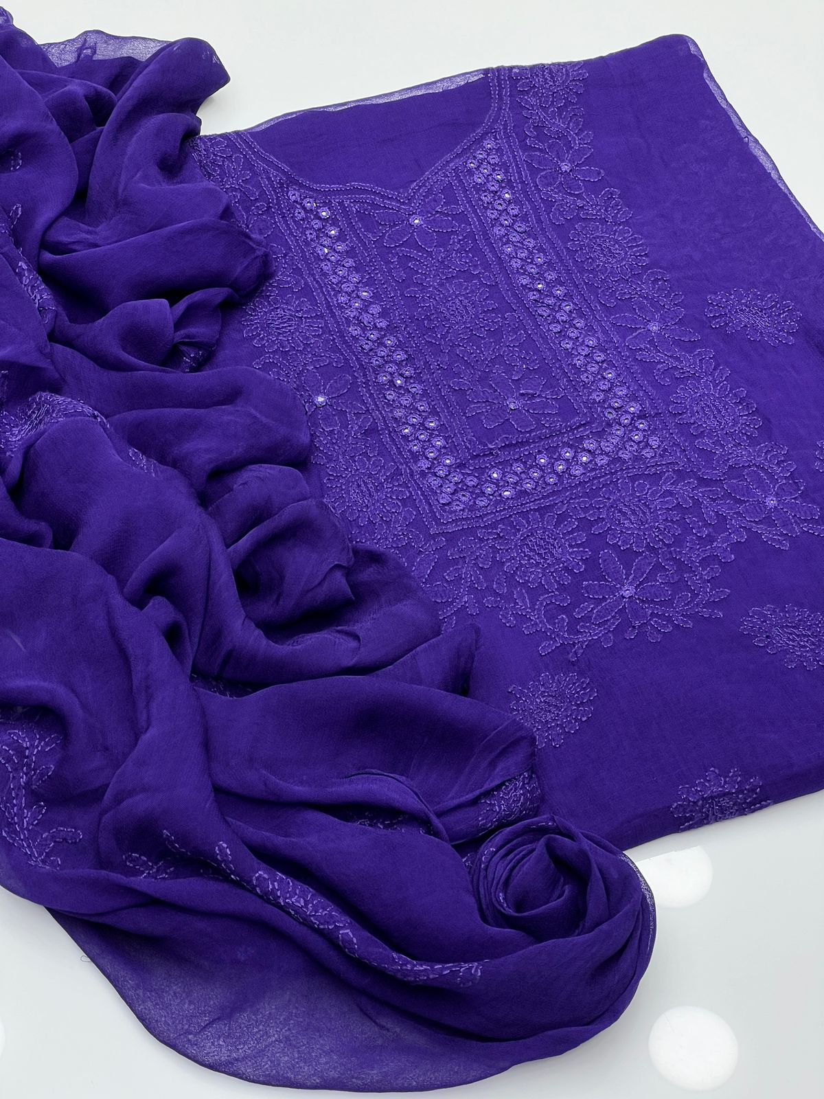 2PC Chiffon Dress – Shadow Sheesha & Chikankari Work