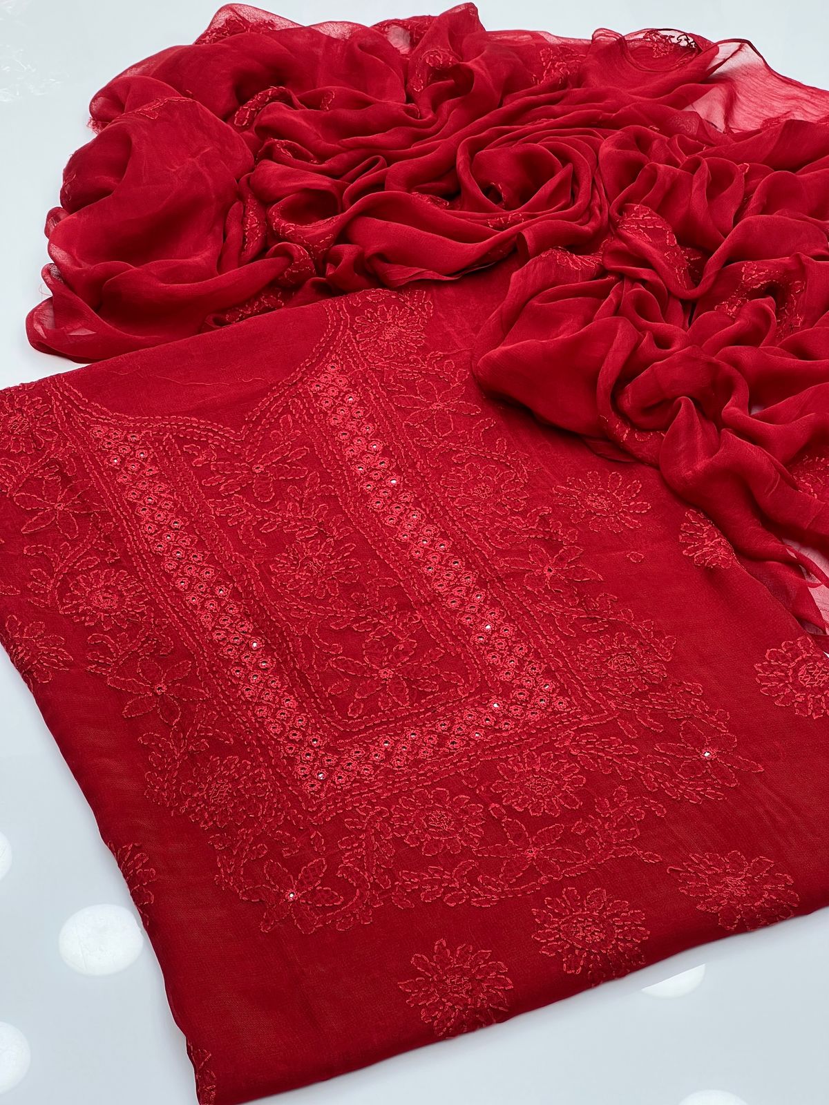 2PC Chiffon Dress – Shadow Sheesha & Chikankari Work